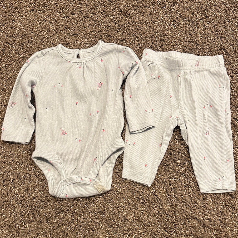 Carter's Blueish Gray and Pink Kids Matching Set